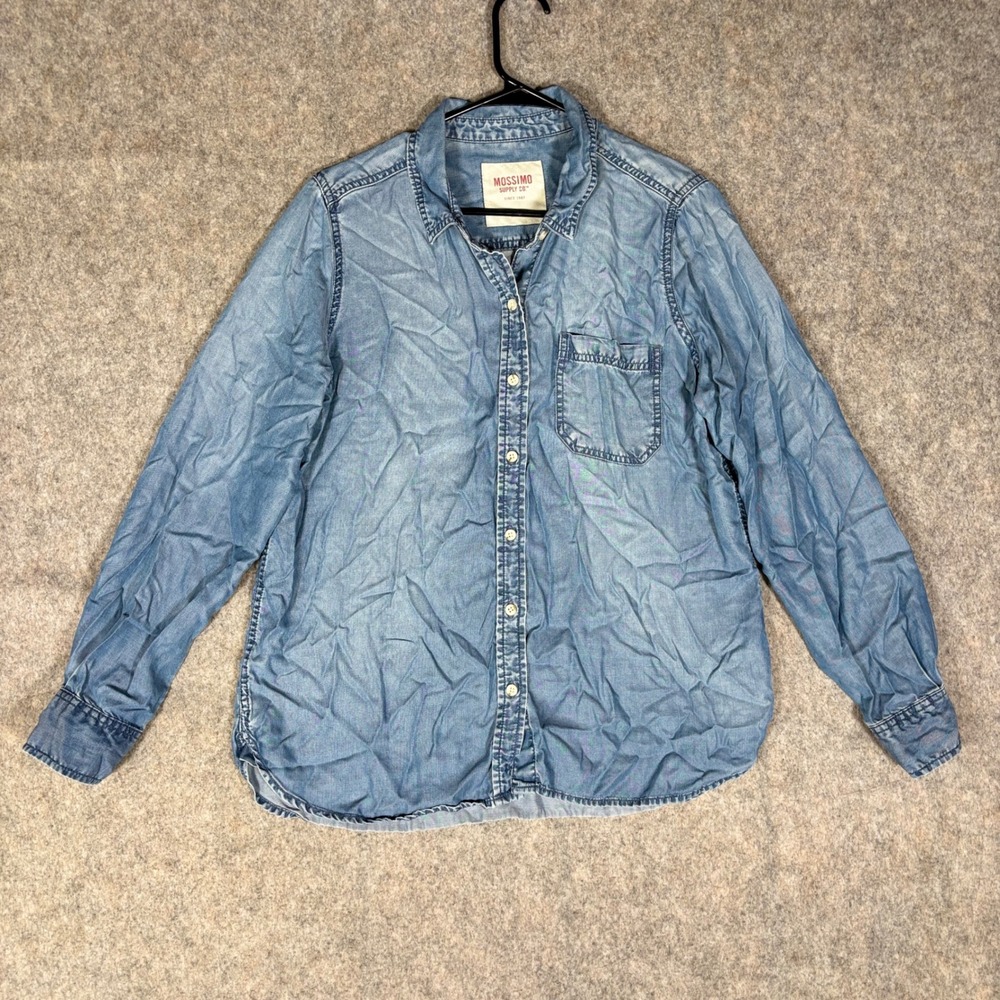 Mossimo Supply Co Chambray Shirt Womens XL Blue Lyocell Denim Button Down